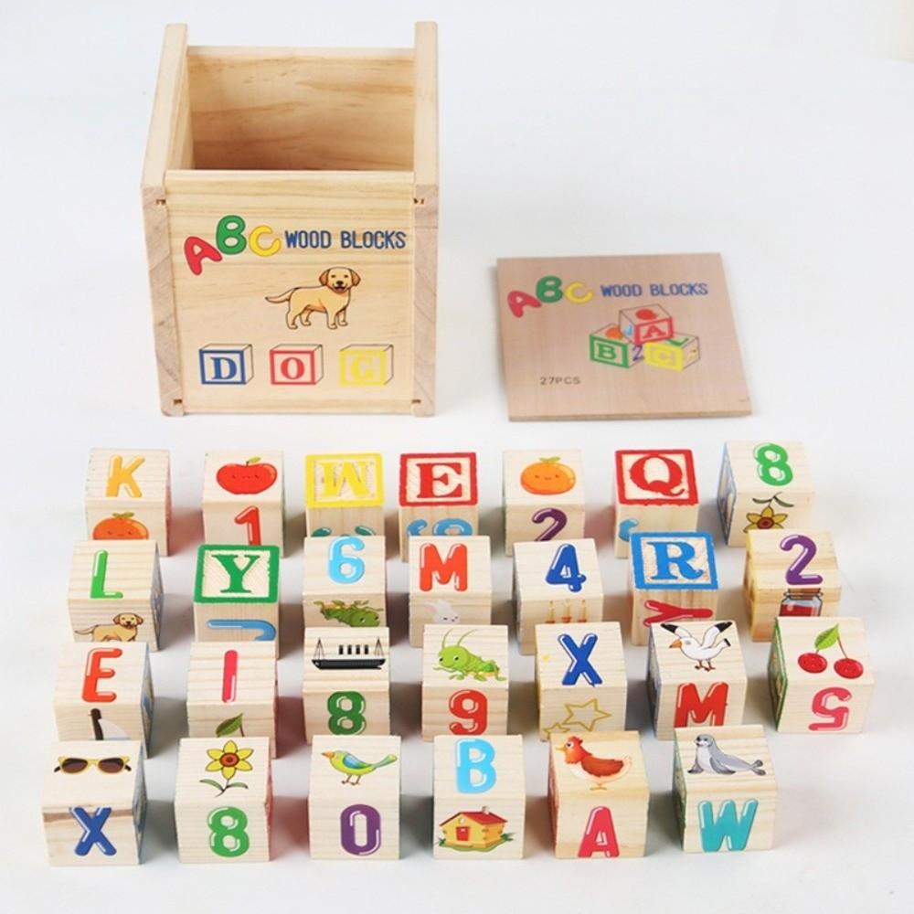 Multi-functional Letter Cognitive Toys 27-grain Stamping Blocks Cube Stacking Game  3-6 Years Old