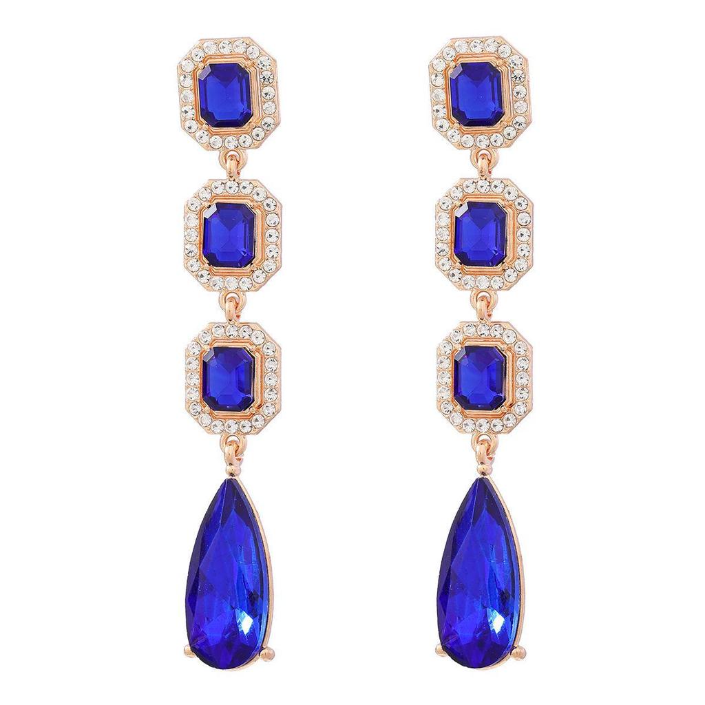 Серьги из цветного геометрического сплава с бриллиантами для женщин в европейском и американском стиле