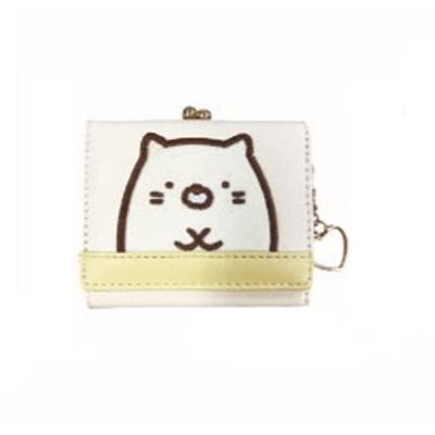 Мини-кошелек Sun Art Sumikko Gurashi с застежкой в виде кошки 132283 с рисунком лица, застежка на монетницу, желтый