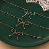 Итальянский журнал Simple Style Clavicle chain титановая сталь покрытая 18-каратным настоящим золотом браслет комплект ювелирных изделий ожерелье-бант