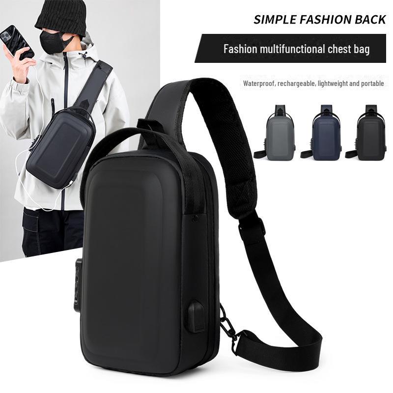 Men's Multifunctional Shoulder Bag with Password Lock - Anti-Theft Cycling Sports Messenger and Business Chest Bag