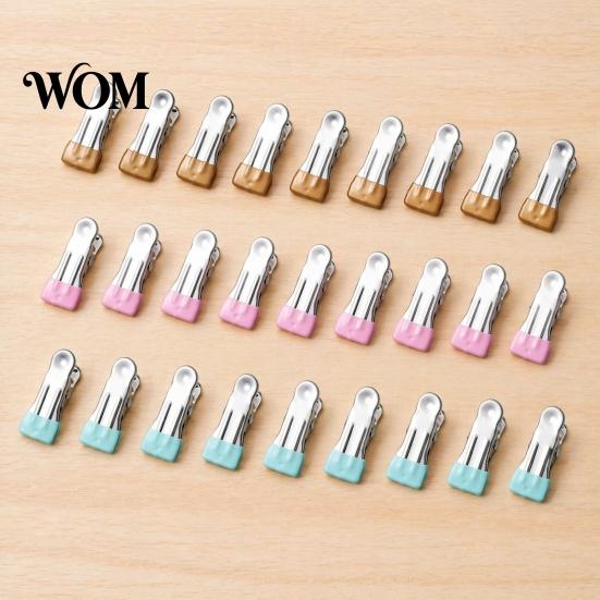 Non Marking Fabric Clips for Knitted Garments 24PCS Stainless Steel Clothes Pegs, with Non-Slip Rubber Coating, Heavy Duty Drying Line Hooks Home Use