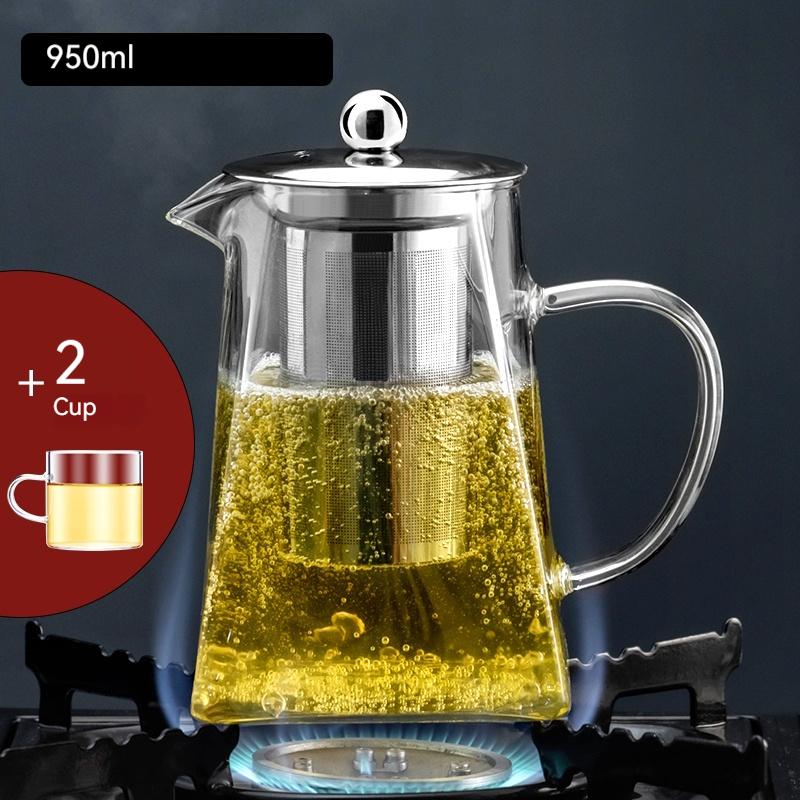 Чайник Kungfu Tea Pu 'er Чайный сервиз Чайная церемония Удобный офисный квадратный стеклянный цветочный чайник