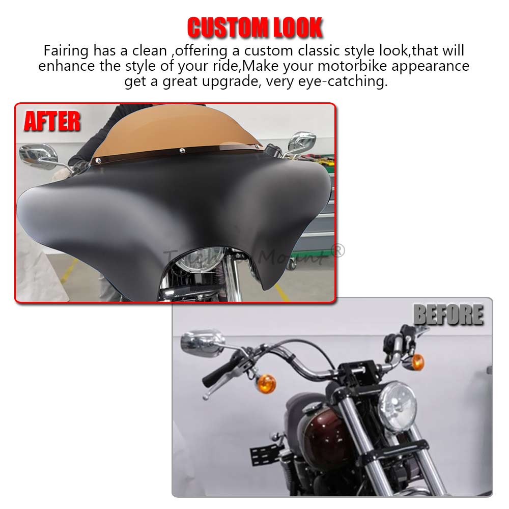 Для Yamaha V Star 650 Classic XVS650A 1999-2015 Suzuki Honda Harley Мотоциклетная Деталь Передний Бэтвинг Внутренний Внешний Обтекатель+Ветровое Стекло