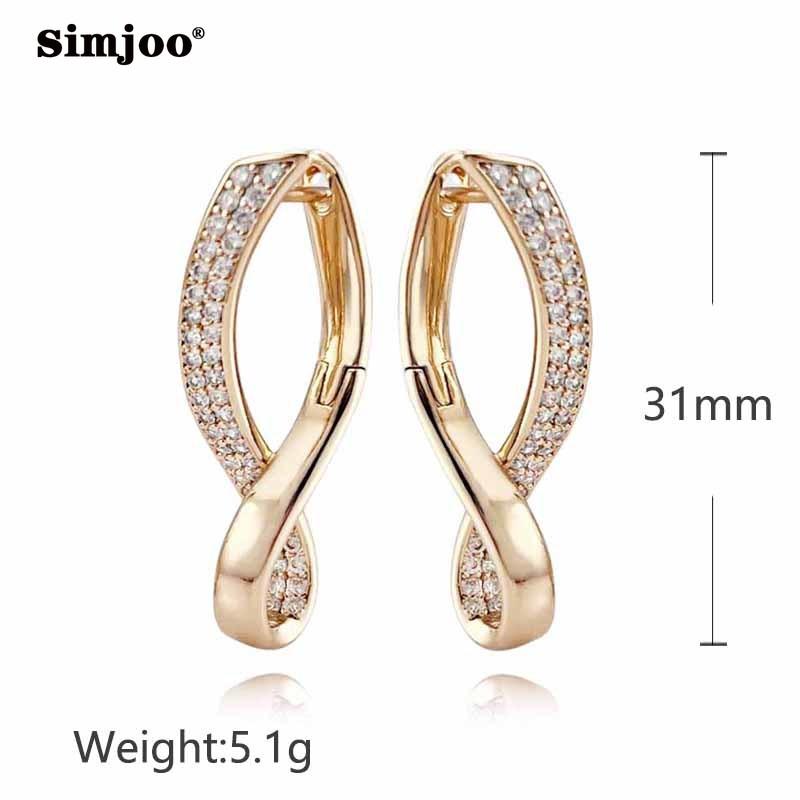 SIMJOO Geometric Square Earrings Zircon Rose Gold Color French Earrings Premium Jewelry