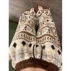 Женские ретро зимние пижамные штаны Fair Isle с высокой талией из шерсти ягненка, широкие