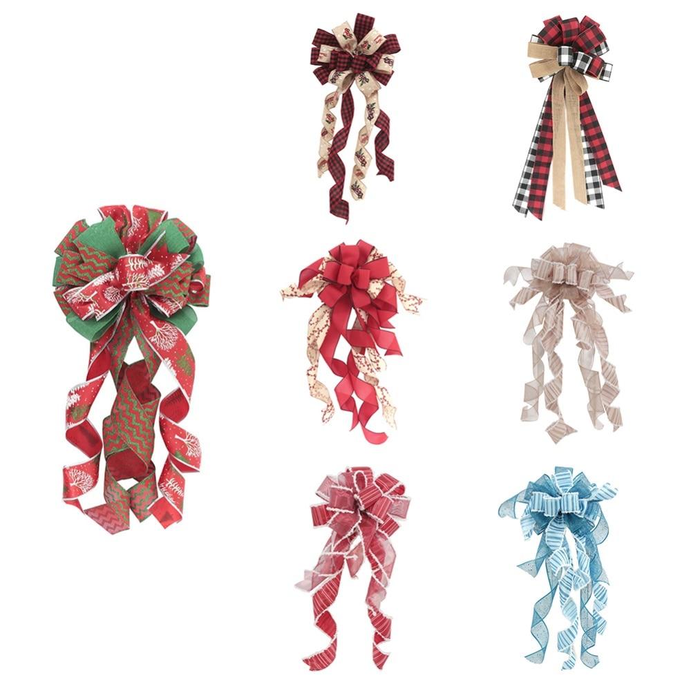 Christmas Tree Topper Bows Holiday Atmosphere Outdoor Decorations
