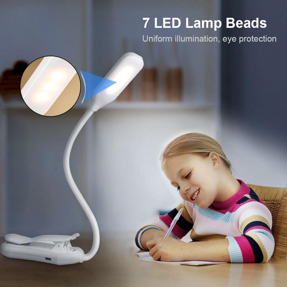 Светодиодный светильник для чтения на клипсе с подсветкой для книг, 3 уровня яркости, лампа для чтения с режимом ночного освещения, Slick