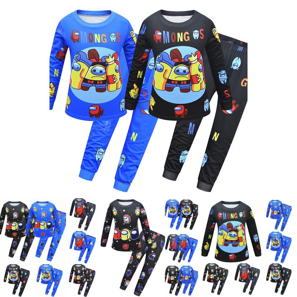 Пижамный комплект с длинным рукавом для детей Among Us, мягкая дышащая ночная одежда