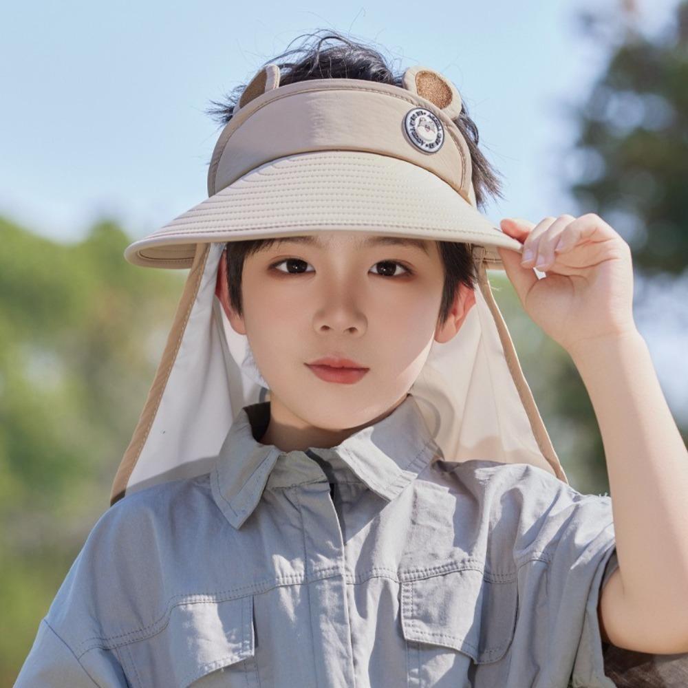 Quick Dry Kids Shawl Sun Hat Removable Baby Sun Protection Hat Fashion Cartoon Empty Top Hat Girls