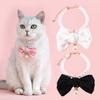 Pet Necklace Elegant Adjustable Cat Dog Collar with Faux Pearl Bow Cute Pet Neck Circle Pet Accessory
