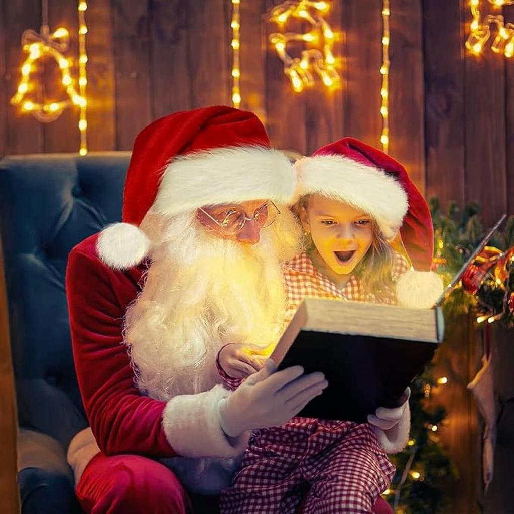 (Set of 1 Red) Santa Cap Plush Fur Christmas Cap Unisex Santa Hat for Adult & Kids Soft Free Size Santa Clause Hat Cap Christmas Decorations