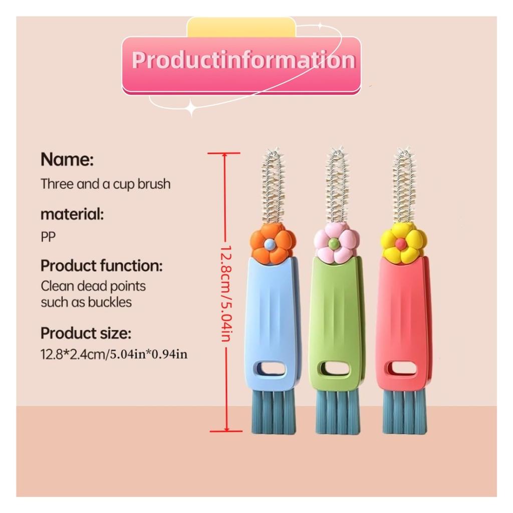 Щетка для чистки крышек для чашек 3 в 1, новая щетка для чистки щелей для бутылок, зазоров, узких мест, термосов для кофе, чашек, кухонных принадлежностей