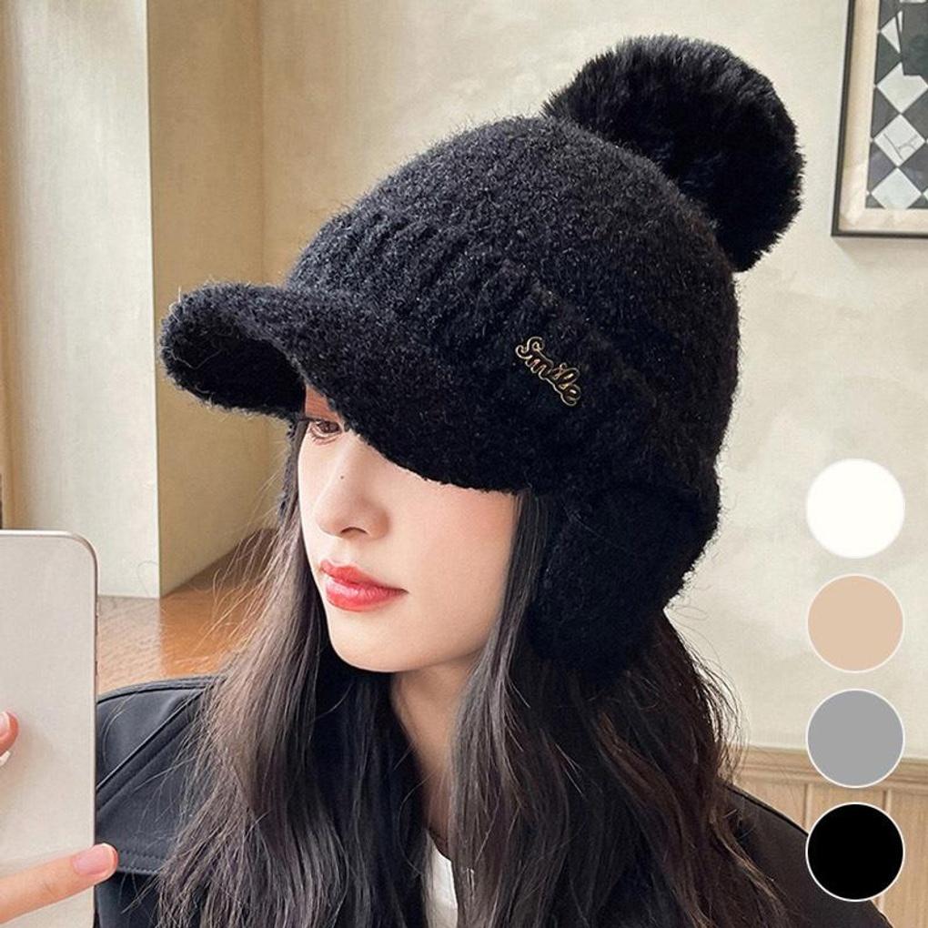 Women's Smile Color Ear Cap Droplet Beanie Hat