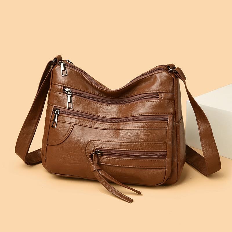 Вместительная женская модная однотонная сумка через плечо, многослойная сумка-мессенджер, многофункциональная сумка для хранения, сумка под мышкой для выхода в свет и путешествий