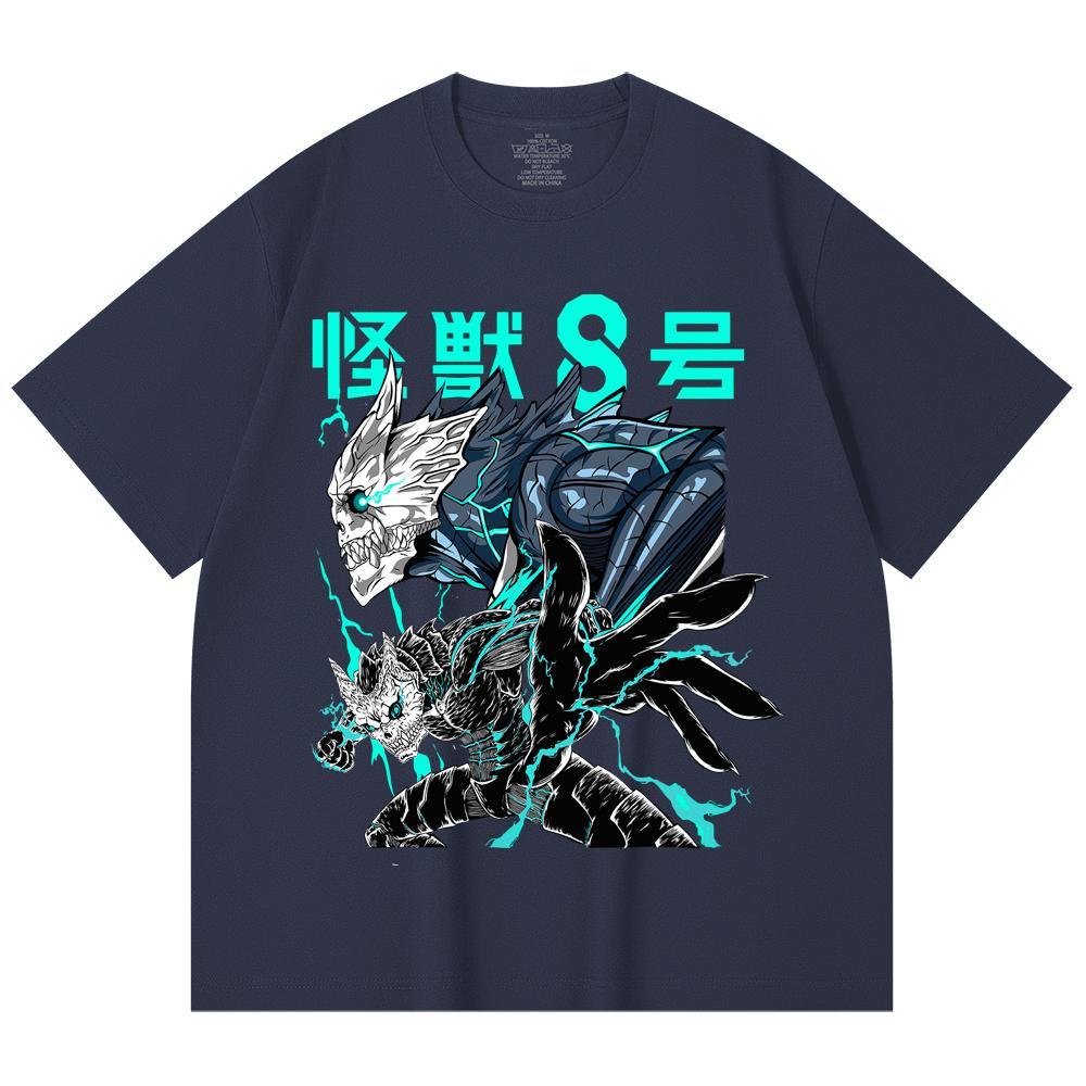 230 г/м² 100% хлопок Kaiju No 8 V4 Принт Унисекс Тяжелая хлопковая футболка