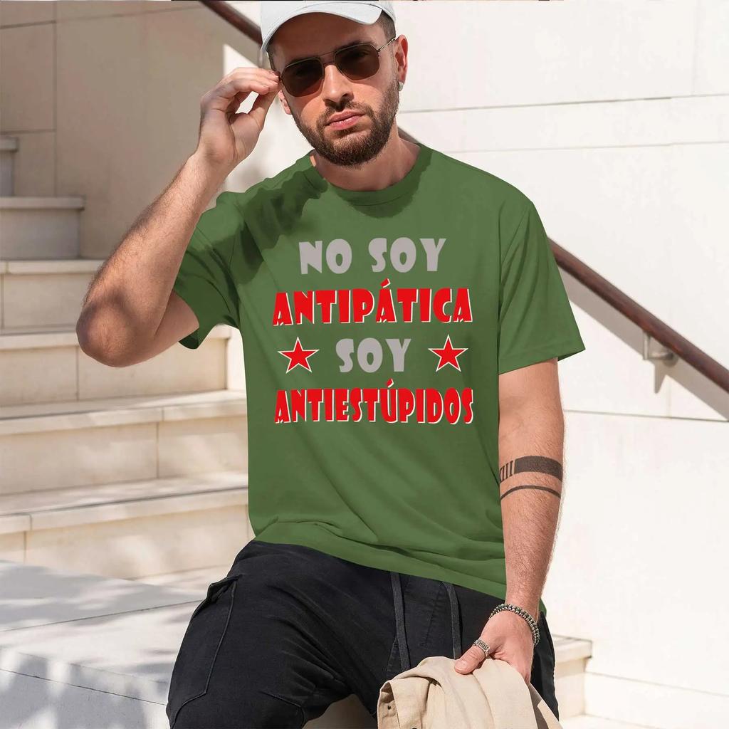Я не недружелюбна, я против глупости 2026 Новая Мода Тяжелый Хлопок Горячая Распродажа Ретро Принт Забавная Круглый Вырез Футболка Для Da