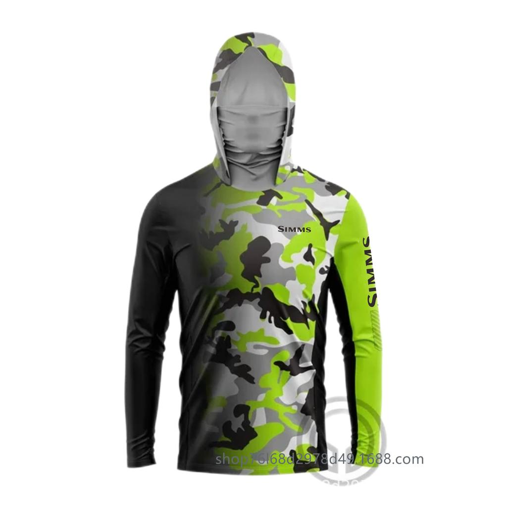 SIMMS Fishing Suit Fly Fishing Luya Hoodie Summer Men's Long Sleeve Sunscreen Clothing Hooded Mask Quick Drying Breathable