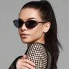 Non-polarized Trendy Ladies Cat Eye Sunglasses Fashion Small Narrow Metal Frame Sun Glasses Unisex
