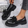 Black Women's Autumn New Niche Bow Thick-soled Round Head Versatile Shoes