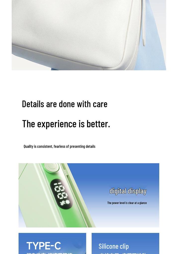 Portable Neck-Hanging USB Fan with Digital Display and Folding Design