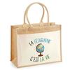 Sac De Plage - PLANETEE - Jute Avec Poche Géographie C'est La Vie - Coton Naturel - Multicolore - 43x33 Cm