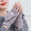 Trendy Fingerless Flip Mittens: Warm Velvet Knit for Students