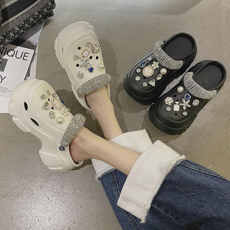 Лето 2024 года, женские модные нескользящие пляжные полутапочки с увеличенным голенищем