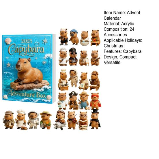 Рождественский кулон в виде мультяшной капибары, 24-дневный рождественский календарь обратного отсчета, праздничный декор