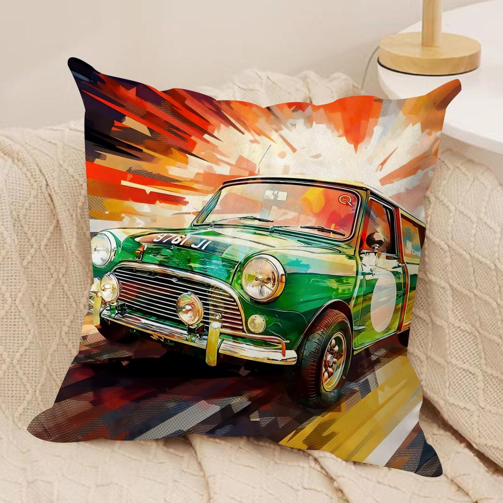 Watercolor Car Cushion Cover Silky Short Plush DoubleSided Printed Pillow Case for Sofa All Seasons Home Decor Gift
