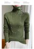 High Neck Chunky Knit Wool Sweater - Women's Solid Color Thick Base Layer Top with High Elasticity for Autumn and Winter