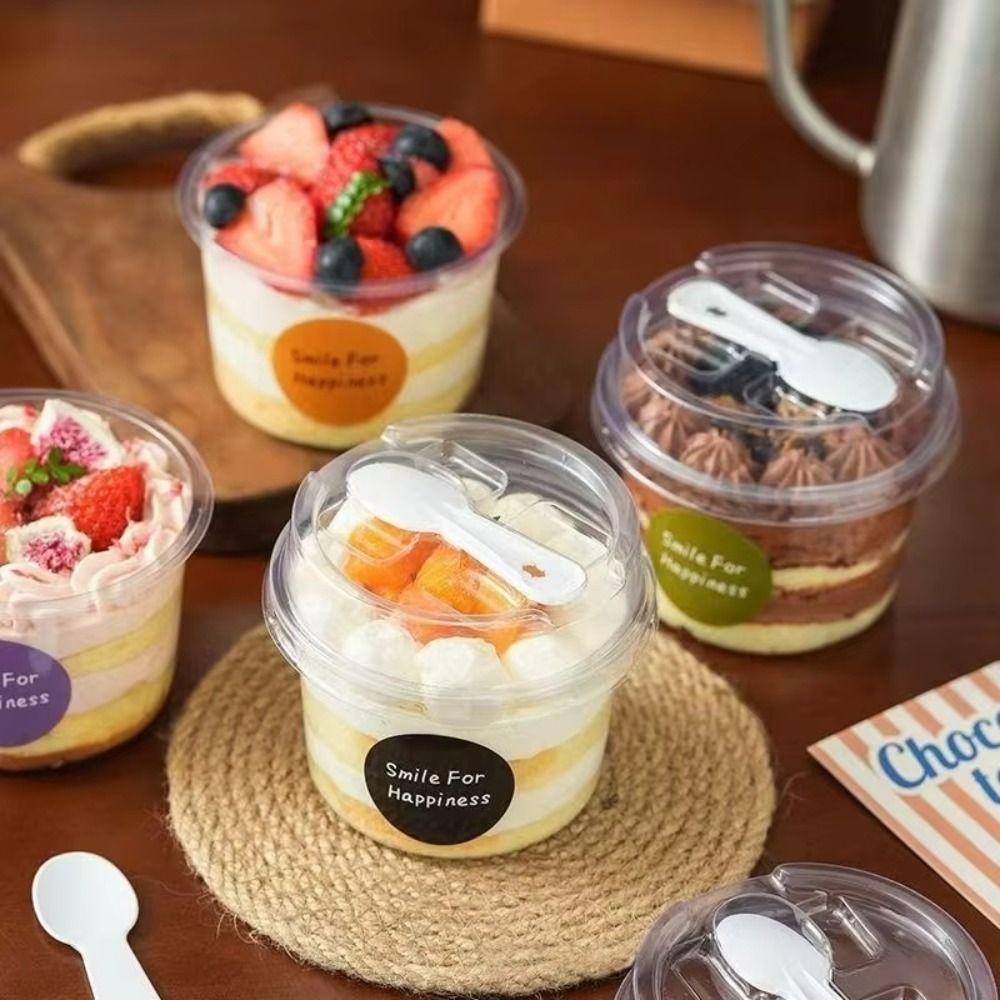 50Pcs Round Yogurt Cups Disposable Party Cups for Holding Ice Cream Jelly Yogurt and Mousse