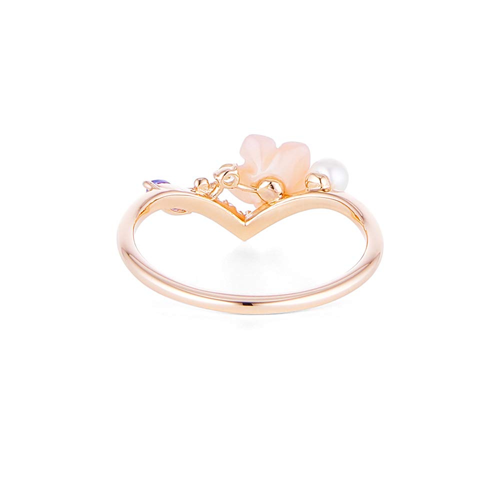 BLOOM 10K Pink December Birth Christmas Japanese Size 9 [Official] Women's Ring, Gold, Flower, Rose, 0168-9953-0019-0009,