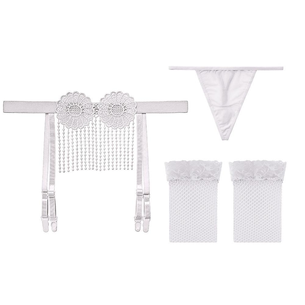 Носки с кисточками для чулок Flirting Tassel, полые, перспективные, черные, шелковые, соблазнительные, сексуальные, для ног, обтягивающие, раздельные, с подвязками 2071