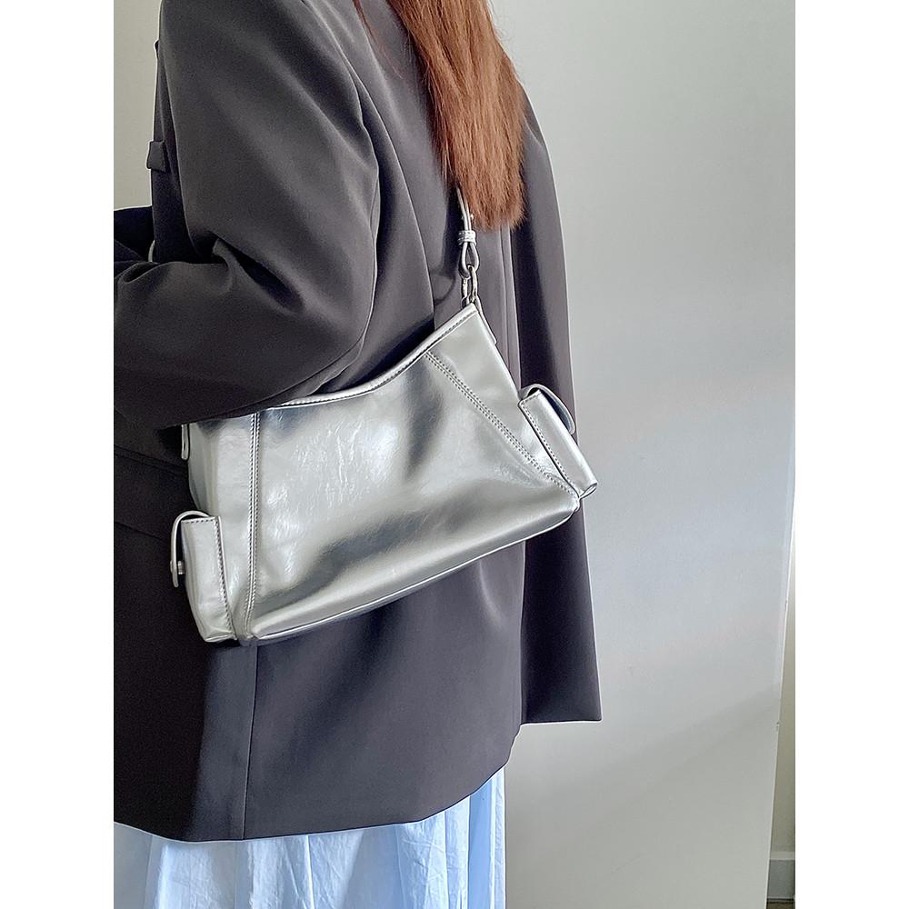 Ielgy Female Bag Large-Capacity Underarm Bag Fashion Silver Commuter Cross-Body One-Shoulder