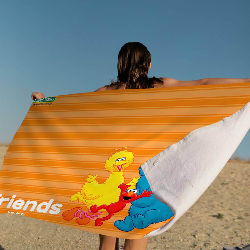 Sesame Street Cartoon Microfiber Blanket Quick Drying Beach Towels Oversized Printing Super Absorbent Pool Towel Blanket