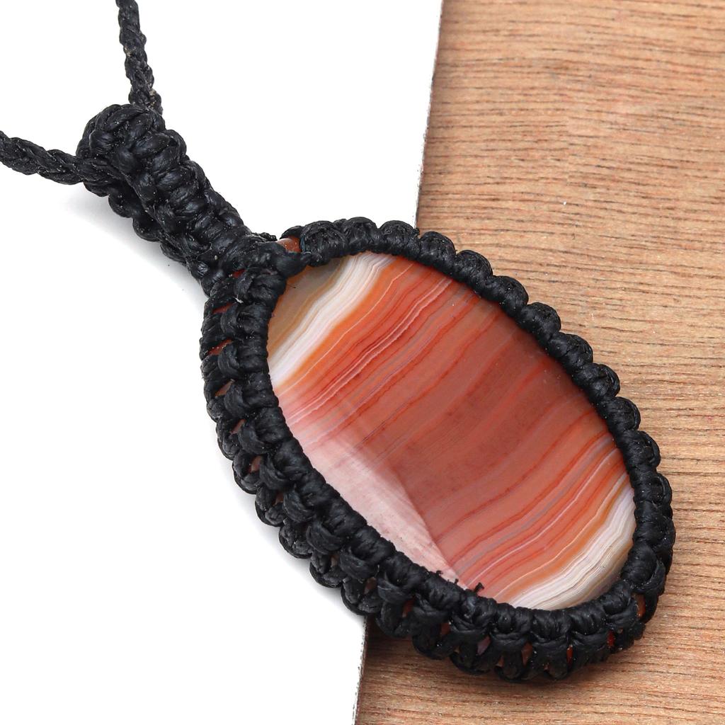 Агатовое ожерелье Красный макраме драгоценный камень Бисерное ожерелье макраме камень красный Ручная работа