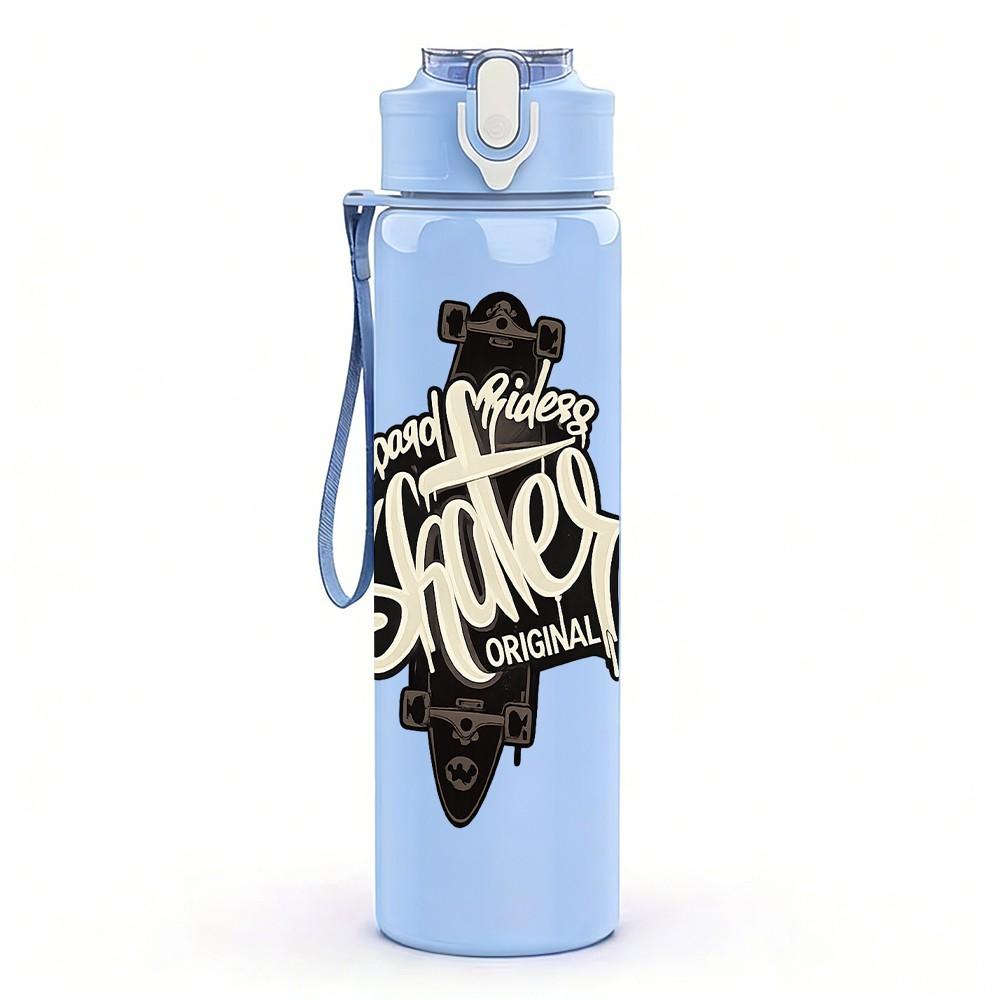 1PC Graffiti Street Culture Letter Art Print 750ml Color Plastic Sports Water Bottle Leakproof Flip Straw Lid Suitable for Sports Office Home Use