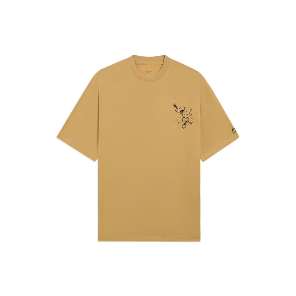 Li-Ning X Disney SS22 совместная Повседневная спортивная футболка с рисунком животных и алфавитом с круглым вырезом и короткими рукавами, мужские топы цвета хаки AHSS253-5