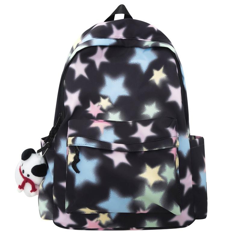 Painted Star Backpack Women's New Trendy Junior High School High School Student Schoolbag Large Capacity Nylon Casual Backpack