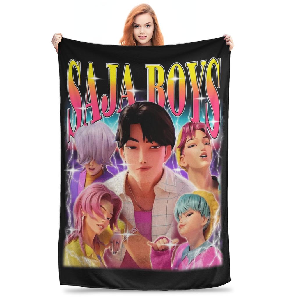 Плед K-pop Demon Hunters от Saja Boys, флис, весна/осень, Джину, многофункциональный теплый плед для дивана, автомобиля, одеяло
