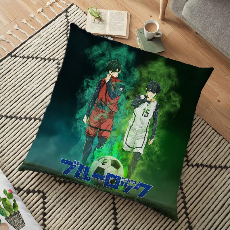 Наволочка с квадратным рисунком аниме «Blue Lock» с принтом «Isagi Yoichi Nagi Seishiro», мягкая, дышащая, для декора спальни, для фанатов