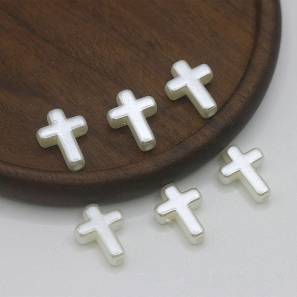 60pcs White Cross Loose Spacer Beads Handmade Bracelet Necklace Accessories Necklace