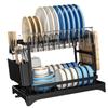 Dish Drying Rack for Countertop Aluminum 2 Tier Dish Rack with Drainboard and Utensil Holder for Kitchen Organization