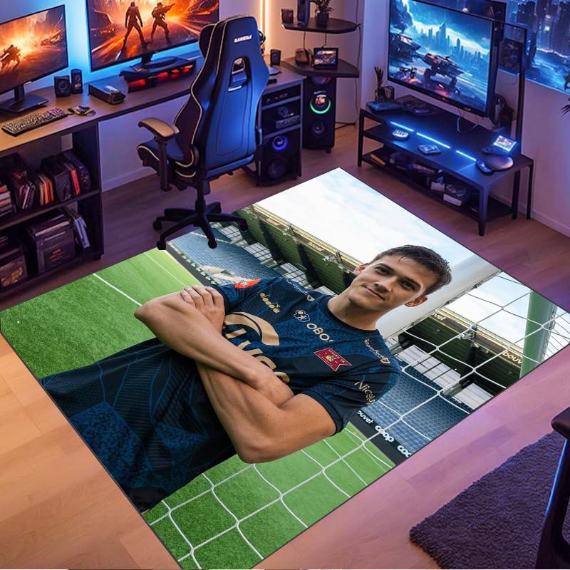 Football Player Stadium Portrait Print Area Rug Sport Theme Non‑Slip Rectangular Floor Mat Home Decor For Gaming Room Bedroom