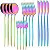 16-Piece Colorful Stainless Steel Cutlery Set Includes Knife, Fork, Spoon, Flatware for Kitchen and Table Use