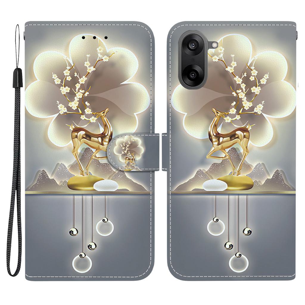 Для OnePlus Nord CE5 5G Чехол с принтом Кожаный откидной кошелек Чехол для телефона со шнурком