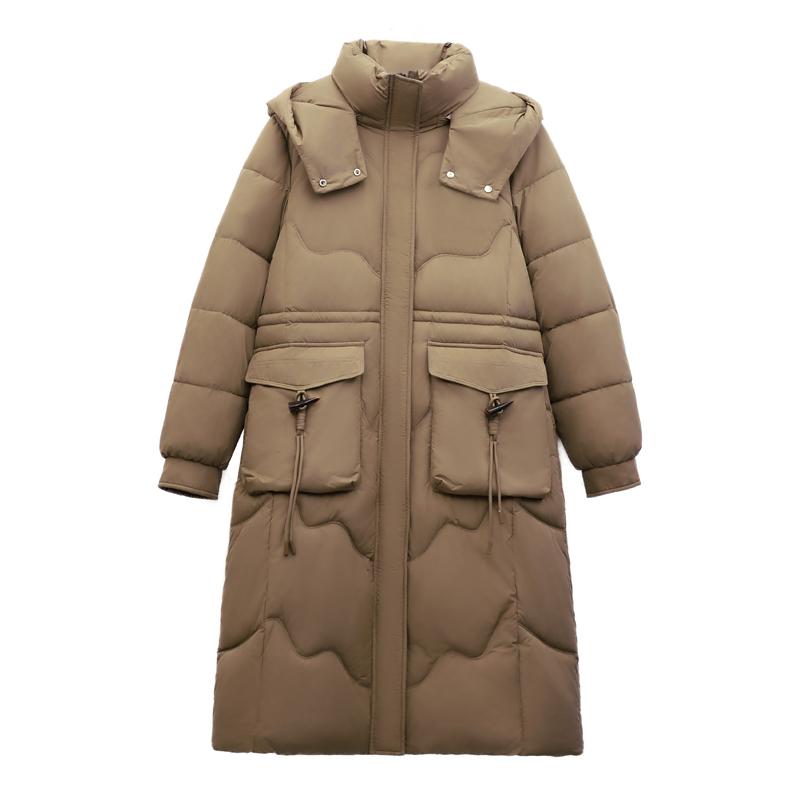 Сохраняйте тепло и стиль в этом модном пуховом пальто средней длины в стиле «хлеб» для женщин