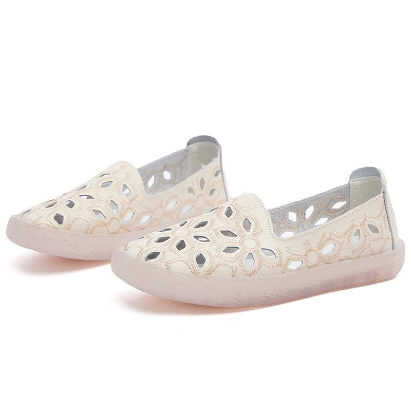 New Moccasins Women's Ballet Flats Summer Hollow Out Autumn Woman Loafers Leather Female Slip On Woman's Shoes Casual Size 35-43