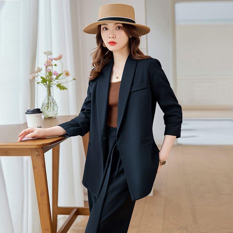 High Quality Stylish and Professional Two-Piece Suit for Women: Unique Sophisticated Blazer and Wide-Leg Pants Set